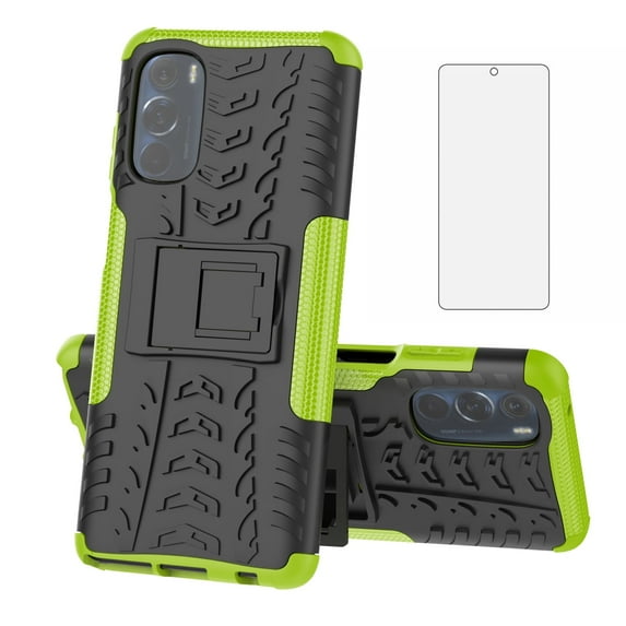 Asuwish Compatible with Moto G Stylus 2022 4G Phone Case Tempered Glass Screen Protector Slim Stand Hybrid Heavy Duty Rugged Protective Cell Cover for Motorola GStylus XT2211DL XT2211 Women Men Green