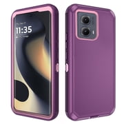 Asuwish Compatible with Motorola Edge 5G 2024 Phone Case Hybrid Rugged Shockproof Hard Protective Drop Proof Full Body Heavy Duty Mobile Cell Cover for Moto Edge2024 Women Men Purple