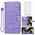 thumbnail image 1 of Asuwish Compatible with Motorola Edge 5G 2024 Wallet Phone Case and Tempered Glass Screen Protector Flip Credit Card Holder Stand Mandala Flower Cell Cover for Moto Edge2024 Women Men Purple, 1 of 8