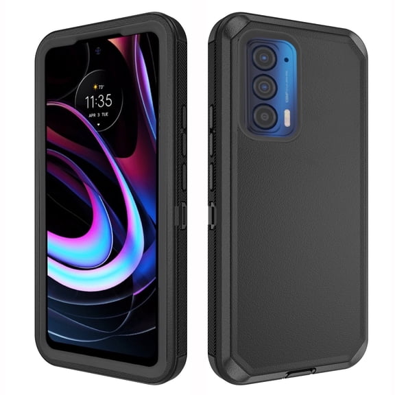 Asuwish Compatible with Motorola Moto Edge 2021/MotoEdge 5G UW 2021 Phone Case Hybrid Rugged Shockproof Hard Protective Drop Proof Full Body Heavy Duty Mobile Cell Cover for XT2141-1 Women Men Black