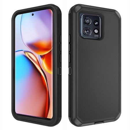 Asuwish Compatible with Motorola Moto Edge 2023/EDGE 40 Phone Case Hybrid Rugged Shockproof Hard Protective Drop Proof Full Body Heavy Duty Mobile Cell Cover for Women Men Black