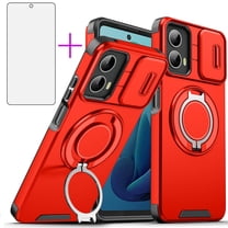 Asuwish Compatible with Motorola Moto G 5G 2023 Phone Case Slide Camera Cover Tempered Glass Screen Protector Stand Ring Holder Rugged Slim Cell for G5G 5 G G5 Women Men Red