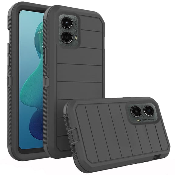Asuwish Compatible with Motorola Moto G 5G 2024 Phone Case Hybrid Rugged Shockproof Hard Protective Drop Proof Full Body Heavy Duty Mobile Cell Cover for G5G 5 G G5 Women Men Black