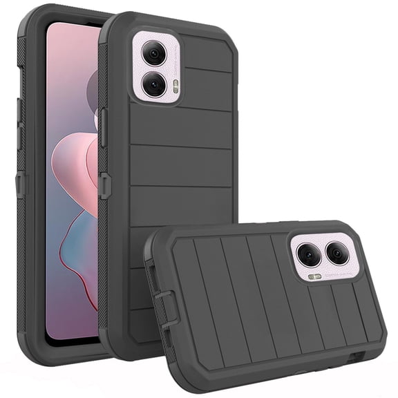 Asuwish Compatible with Motorola Moto G Power 5G 2024 Phone Case Hybrid Rugged Shockproof Hard Protective Drop Proof Full Body Heavy Duty Mobile Cell Cover for G5 Women Men Black