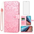 thumbnail image 1 of Asuwish Compatible with Motorola Moto G Stylus 4G 2023 Wallet Phone Case and Tempered Glass Screen Protector Flip Credit Card Holder Stand Mandala Flower Cell Cover for GStylus XT2317-1 XT2317-2 Pink, 1 of 9
