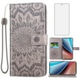 thumbnail image 1 of Asuwish Compatible with Motorola Moto G Stylus 4G 2023 Wallet Phone Case and Tempered Glass Screen Protector Flip Credit Card Holder Stand Mandala Flower Cell Cover for GStylus XT2317-1 XT2317-2 Gray, 1 of 9