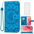thumbnail image 1 of Asuwish Compatible with Motorola Moto G Stylus 5G 2024 Wallet Phone Case and Tempered Glass Screen Protector Flip Credit Card Holder Stand Mandala Flower Cell Cover Wrist Strap for G5 Women Men Blue, 1 of 9