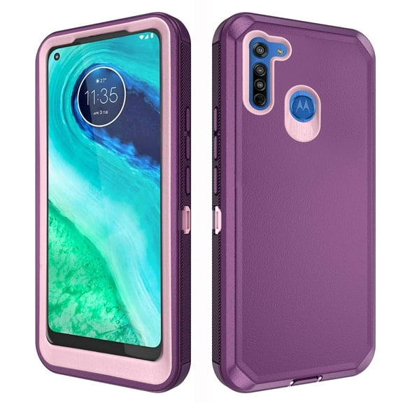 Asuwish Compatible with Motorola Moto G8/G Fast 2020 Phone Case Hybrid Rugged Shockproof Hard Protective Drop Proof Full Body Heavy Duty Mobile Cell Cover for MotoG8 8 8G XT2045-3 Women Men Purple