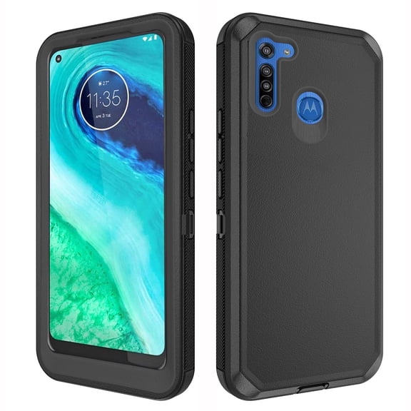 Asuwish Compatible with Motorola Moto G8/G Fast 2020 Phone Case Hybrid Rugged Shockproof Hard Protective Drop Proof Full Body Heavy Duty Mobile Cell Cover for MotoG8 8 8G XT2045-3 Women Men Black