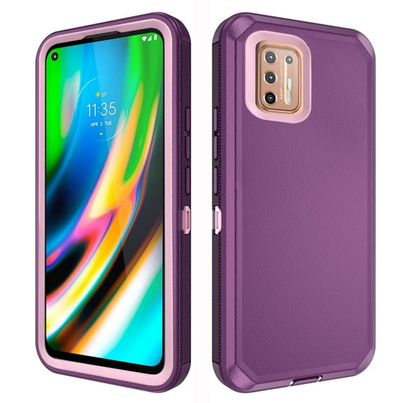 Asuwish Compatible with Motorola Moto G9 Plus Phone Case Hybrid Rugged Shockproof Hard Protective Drop Proof Full Body Heavy Duty Mobile Cell Cover for MotoG9Plus 9G G 9 + G9+ G9Plus Women Men Purple