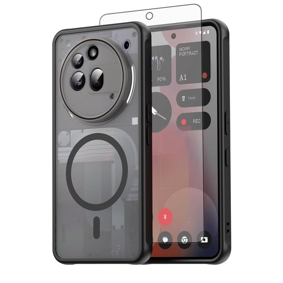 Asuwish Compatible with Nothing Phone 3a Pro Magnetic Phone Case Translucent Matte Anti-fingerprint Back Military Grade DropProof Shockproof Protective Cell Cover for Phone3aPro 3aPro Women Men Black