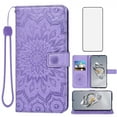 thumbnail image 1 of Asuwish Compatible with OnePlus 12 5G Wallet Phone Case and Tempered Glass Screen Protector Flip Credit Card Holder Stand Mandala Flower Cell Cover for One+ 1plus12 2024 Women Men Purple, 1 of 8