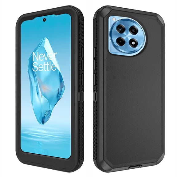 Asuwish Compatible with OnePlus 12R 5G/Ace 3 2024 Phone Case Hybrid Rugged Shockproof Hard Protective Drop Proof Full Body Heavy Duty Mobile Cell Cover for One+ 12 R R12 Ace3 Women Men Black