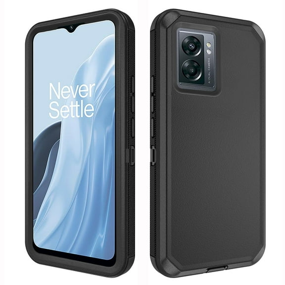 Asuwish Compatible with OnePlus Nord N300 5G Phone Case Hybrid Rugged Shockproof Hard Protective Drop Proof Full Body Heavy Duty Mobile Cell Cover for 1+ N 300 N3005G CPH2389 Women Men Black