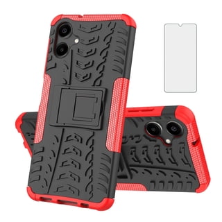 Asuwish Compatible with Samsung Galaxy A06 Phone Case Tempered Glass Screen Protector Slim Stand Hybrid Heavy Duty Rugged Protective Cell Cover for A 06 Women Men Red