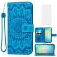 thumbnail image 1 of Asuwish Compatible with Samsung Galaxy A06 Wallet Phone Case and Tempered Glass Screen Protector Flip Credit Card Holder Stand Mandala Flower Cell Cover for SAM A06 60A Women Men Blue, 1 of 8
