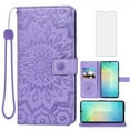 thumbnail image 1 of Asuwish Compatible with Samsung Galaxy A06 Wallet Phone Case and Tempered Glass Screen Protector Flip Credit Card Holder Stand Mandala Flower Cell Cover for SAM A06 60A Women Men Purple, 1 of 8