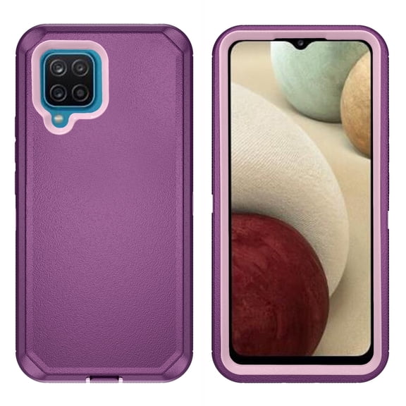 Asuwish Compatible with Samsung Galaxy A12/M12 Phone Case Hybrid Rugged Shockproof Hard Protective Drop Proof Full Body Heavy Duty Mobile Cell Cover for A 12 5G A-12 S12 12A 4G Women Men Purple