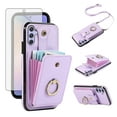 thumbnail image 1 of Asuwish Compatible with Samsung Galaxy A15 5G/4G Wallet Phone Case Screen Protector Ring Crossbody Strap Stand Credit Card Holder RFID Cell Cover for A 15 G5 15A Women Girls Purple, 1 of 8
