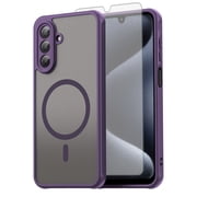 Asuwish Compatible with Samsung Galaxy A17 5G/4G Magnetic Phone Case Translucent Matte Anti-fingerprint Back Military Gr