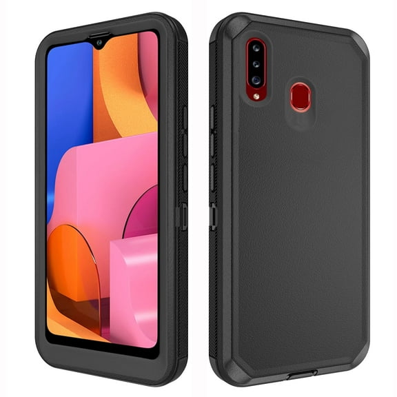 Asuwish Compatible with Samsung Galaxy A20s Phone Case Hybrid Rugged Shockproof Hard Protective Drop Proof Full Body Heavy Duty Mobile Cell Cover for A 20s Plus A207M Women Men Black