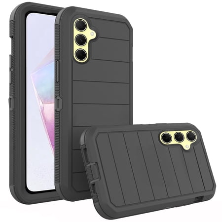 Asuwish Compatible with Samsung Galaxy A35 5G Phone Case Hybrid Rugged Shockproof Hard Protective Drop Proof Full Body Heavy Duty Mobile Cell Cover for A 35 35A A355G Women Men Black