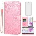 thumbnail image 1 of Asuwish Compatible with Samsung Galaxy A35 5G Wallet Phone Case and Tempered Glass Screen Protector Flip Credit Card Holder Stand Mandala Flower Cell Cover for A 35 35A A355G Women Men Pink, 1 of 8