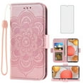 thumbnail image 1 of Asuwish Compatible with Samsung Galaxy A42 5G Wallet Phone Case and Tempered Glass Screen Protector Flip Credit Card Holder Stand Mandala Flower Cell Cover for A 42 G5 42A S42 4G 2021 Women Men Pink, 1 of 8