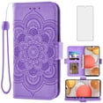 thumbnail image 1 of Asuwish Compatible with Samsung Galaxy A42 5G Wallet Phone Case and Tempered Glass Screen Protector Flip Credit Card Holder Stand Mandala Flower Cell Cover for A 42 G5 42A S42 4G 2021 Women Purple, 1 of 8
