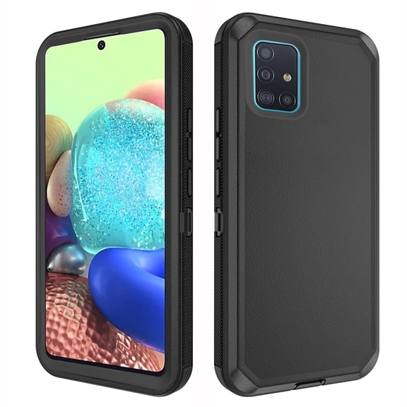 Asuwish Compatible with Samsung Galaxy A71 5G Phone Case Hybrid Rugged Shockproof Hard Protective Drop Proof Full Body Heavy Duty Mobile Cell Cover for A 71 G5 71A S71 Women Men Black