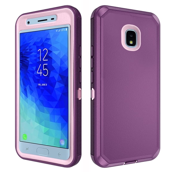 Asuwish Compatible with Samsung Galaxy J3 Orbit J 3 Star 2018 3J Achieve Phone Case Hybrid Rugged Shockproof Hard Protective Drop Proof Full Body Heavy Duty Mobile Cell Cover for Women Men Purple