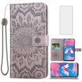 thumbnail image 1 of Asuwish Compatible with Samsung Galaxy M30/A40S Wallet Phone Case and Tempered Glass Screen Protector Flip Credit Card Holder Stand Mandala Flower Cell Cover for 30M M305F Women Men Gray, 1 of 8