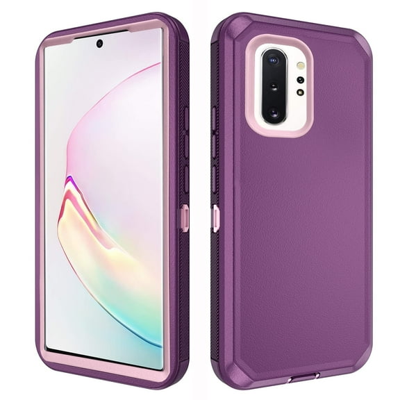 Asuwish Compatible with Samsung Galaxy Note 10 Plus Note10+ 5G Phone Case Hybrid Rugged Shockproof Hard Protective Drop Proof Full Body Heavy Duty Mobile Cell Cover for Note10Plus Women Men Purple