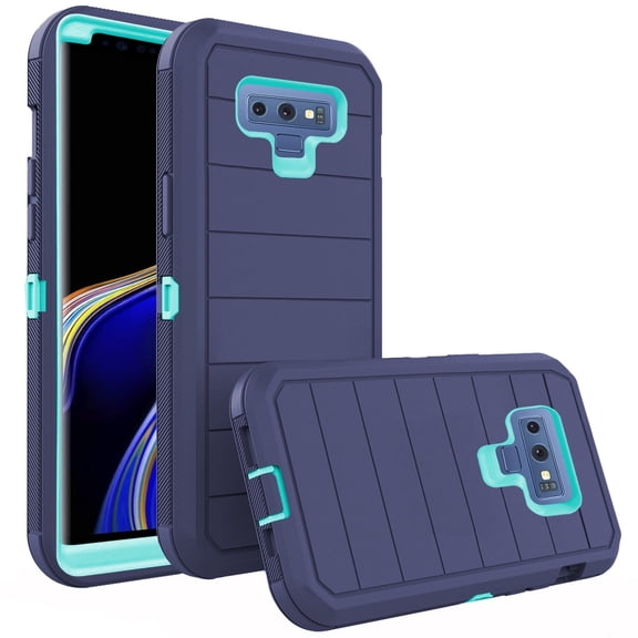 Asuwish Compatible with Samsung Galaxy Note 9 Phone Case Hybrid Rugged Shockproof Hard Protective Drop Proof Full Body Heavy Duty Mobile Cell Cover for Note9 Not S9 Women Men Blue
