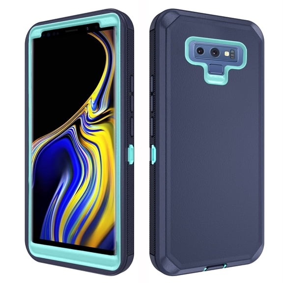 Asuwish Compatible with Samsung Galaxy Note 9 Phone Case Hybrid Rugged Shockproof Hard Protective Drop Proof Full Body Heavy Duty Mobile Cell Cover for Note9 Not S9 Women Men Blue