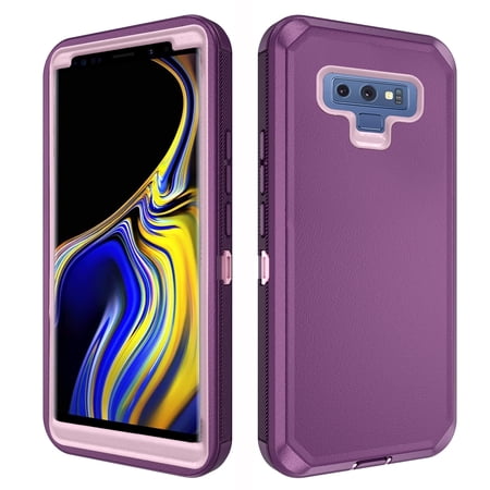 Asuwish Compatible with Samsung Galaxy Note 9 Phone Case Hybrid Rugged Shockproof Hard Protective Drop Proof Full Body Heavy Duty Mobile Cell Cover for Note9 Not S9 Women Men Purple