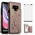 thumbnail image 1 of Asuwish Compatible with Samsung Galaxy Note 9 Wallet Phone Case Tempered Glass Screen Protector and Flower PU Leather Credit Card Holder Stand Slot Mobile Cell Cover for Note9 Not S9 Women Men Grey, 1 of 6
