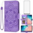 thumbnail image 1 of Asuwish Compatible with Samsung Galaxy S10e Wallet Phone Case and Tempered Glass Screen Protector Flip Credit Card Holder Stand Mandala Flower Cell Cover for S 10e 10se Se10 Women Men Purple, 1 of 9