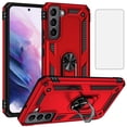 thumbnail image 1 of Asuwish Compatible with Samsung Galaxy S22 5G Phone Case Tempered Glass Screen Protector Slim Magnetic Ring Holder Stand Hybrid Protective Cell Cover for S 22 22S 4G G5 6.1 inch Women Men Red, 1 of 9