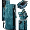 thumbnail image 1 of Asuwish Compatible with Samsung Galaxy S23 Ultra 5G Phone Case Zipper Wallet Tempered Glass Screen Protector Strap Flip Card Holder Cell Cover for S23Ultra 23S S 23 23Ultra 6.8 inch Women Girls Blue, 1 of 7