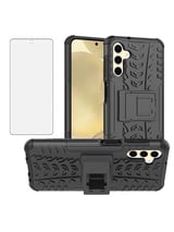 Asuwish Compatible with Samsung Galaxy S24/S25 5G Phone Case Tempered Glass Screen Protector Slim Stand Hybrid Heavy Duty Rugged Protective Cell Cover for S 24 24S 25 25S G5 Women Men Black