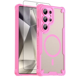 Asuwish Compatible with Samsung Galaxy S25 Ultra 5G Phone Case Tempered Glass Screen Protector Slim Magnetic Translucent Matte Back Shockproof Hybrid Protective Cover for S25Ultra Women Men Pink