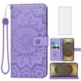 thumbnail image 1 of Asuwish Compatible with Samsung Galaxy S25 Ultra Wallet Phone Case and Tempered Glass Screen Protector Flip Credit Card Holder Stand Mandala Flower Cell Cover for S25Ultra 25s 25u+ Women Men Purple, 1 of 8