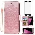 thumbnail image 1 of Asuwish Compatible with Samsung Galaxy S7 Edge Wallet Phone Case and Tempered Glass Screen Protector Flip Credit Card Holder Stand Mandala Flower Cell Cover for S7edge S 7 GS7 7s 7edge Women Pink, 1 of 9