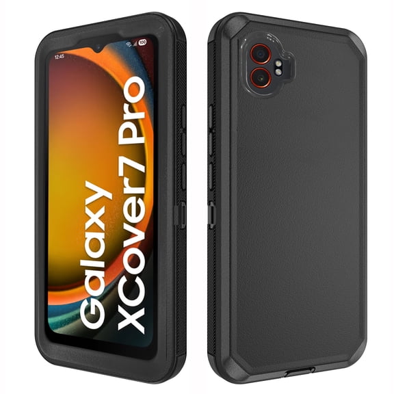 Asuwish Compatible with Samsung Galaxy Xcover 7pro Phone Case Hybrid Rugged Shockproof Hard Protective Drop Proof Full Body Heavy Duty Mobile Cell Cover for Xcover7 Xcover7pro Women Men Black