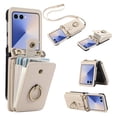 thumbnail image 1 of Asuwish Compatible with Samsung Galaxy Z Flip 7 5G 2025 Wallet Phone Case Ring Crossbody Strap Stand Credit Card Holder RFID Protective Cell Cover for ZFlip7 Z7 G Flip7 7Z Women Girls Beige, 1 of 9