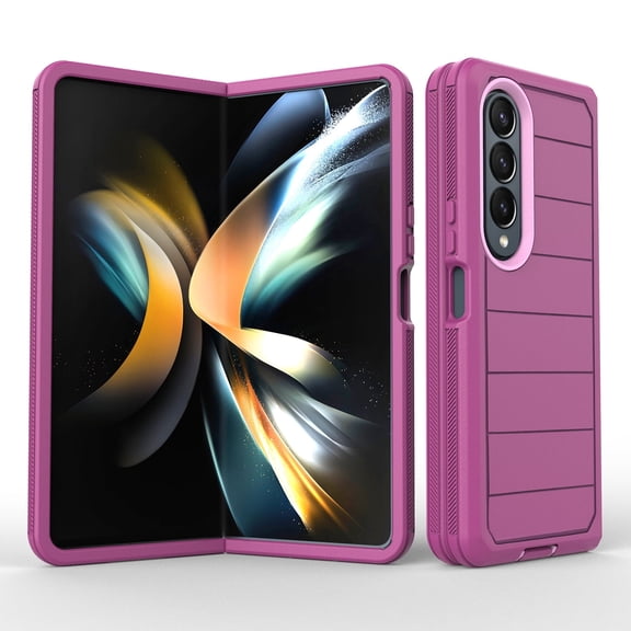 Asuwish Compatible with Samsung Galaxy Z Fold 4 5G 2022 Phone Case Hybrid Rugged Shockproof Hard Protective Drop Proof Full Body Heavy Duty Mobile Cell Cover for ZFold4 Z4 ZFold45G Women Men Purple