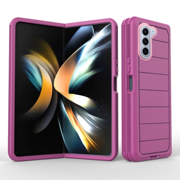 Asuwish Compatible with Samsung Galaxy Z Fold 5 5G 2023 Phone Case Hybrid Rugged Shockproof Hard Protective Drop Proof Full Body Heavy Duty Mobile Cell Cover for ZFold5 Z5 G Fold5 5Z Women Men Purple