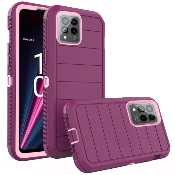Asuwish Compatible with T-Mobile Revvl 6 Pro/6X Pro 5G Phone Case Hybrid Rugged Shockproof Hard Protective Drop Proof Full Body Heavy Duty Mobile Cell Cover for Tmobile Revel X Tmo Women Men Purple
