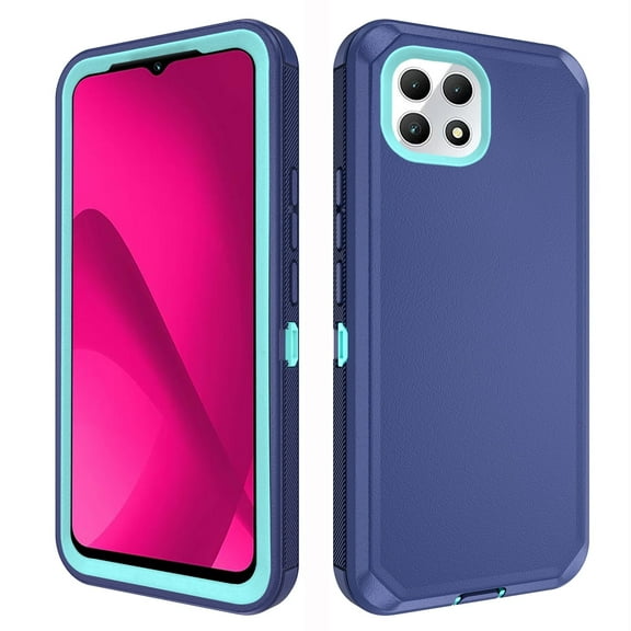 Asuwish Compatible with T-Mobile Revvl 7 5G Phone Case Hybrid Rugged Shockproof Hard Protective Drop Proof Full Body Heavy Duty Mobile Cell Cover for Tmobile Revvl7 T Mobile Revel7 Women Men Blue